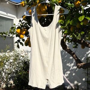 SKIMS Cream Ribbed Onsie Bodysuit